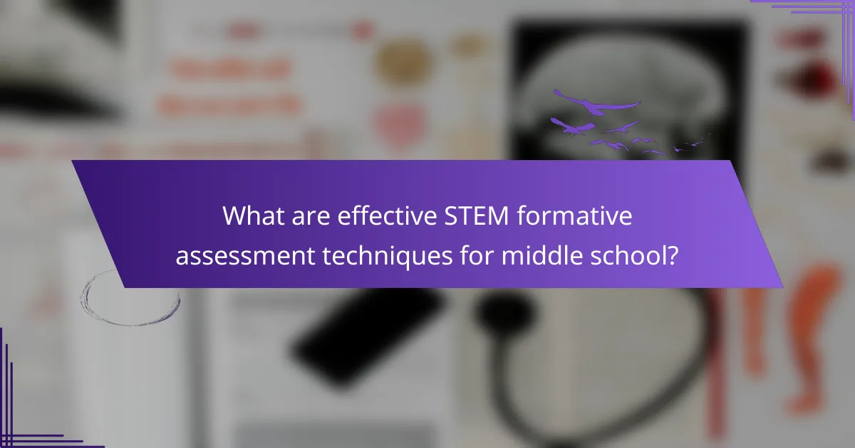 What are effective STEM formative assessment techniques for middle school?
